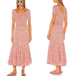 Poupette St Barth Soledad Off Shoulder Dress in Pink Papilon